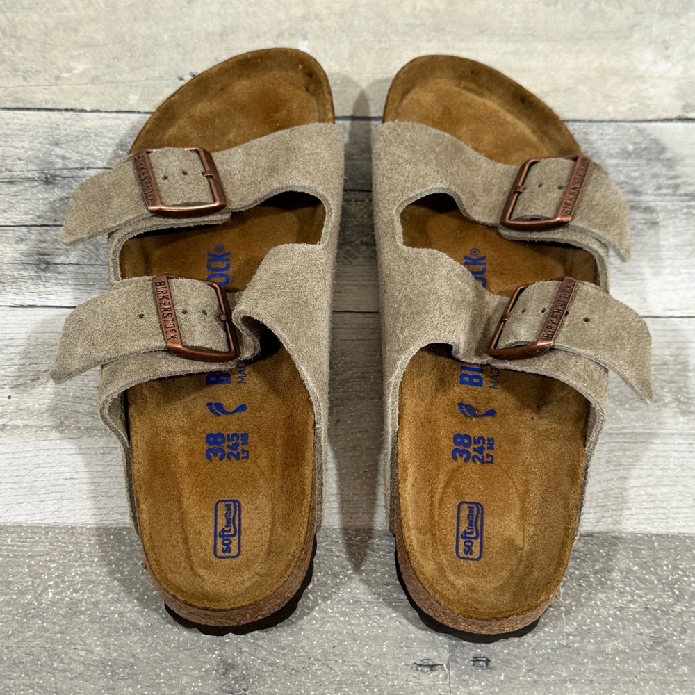 Birkenstock Women’s Arizona Soft Footbed Suede Leather Taupe Sz-7-7.5.US / 38.EU - Picture 3 of 7